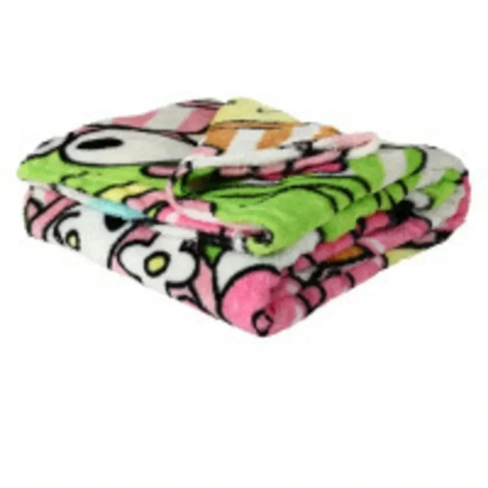 Hello kitty sanrio blanket fuzzy warm pink girls cute throw green home decor sat